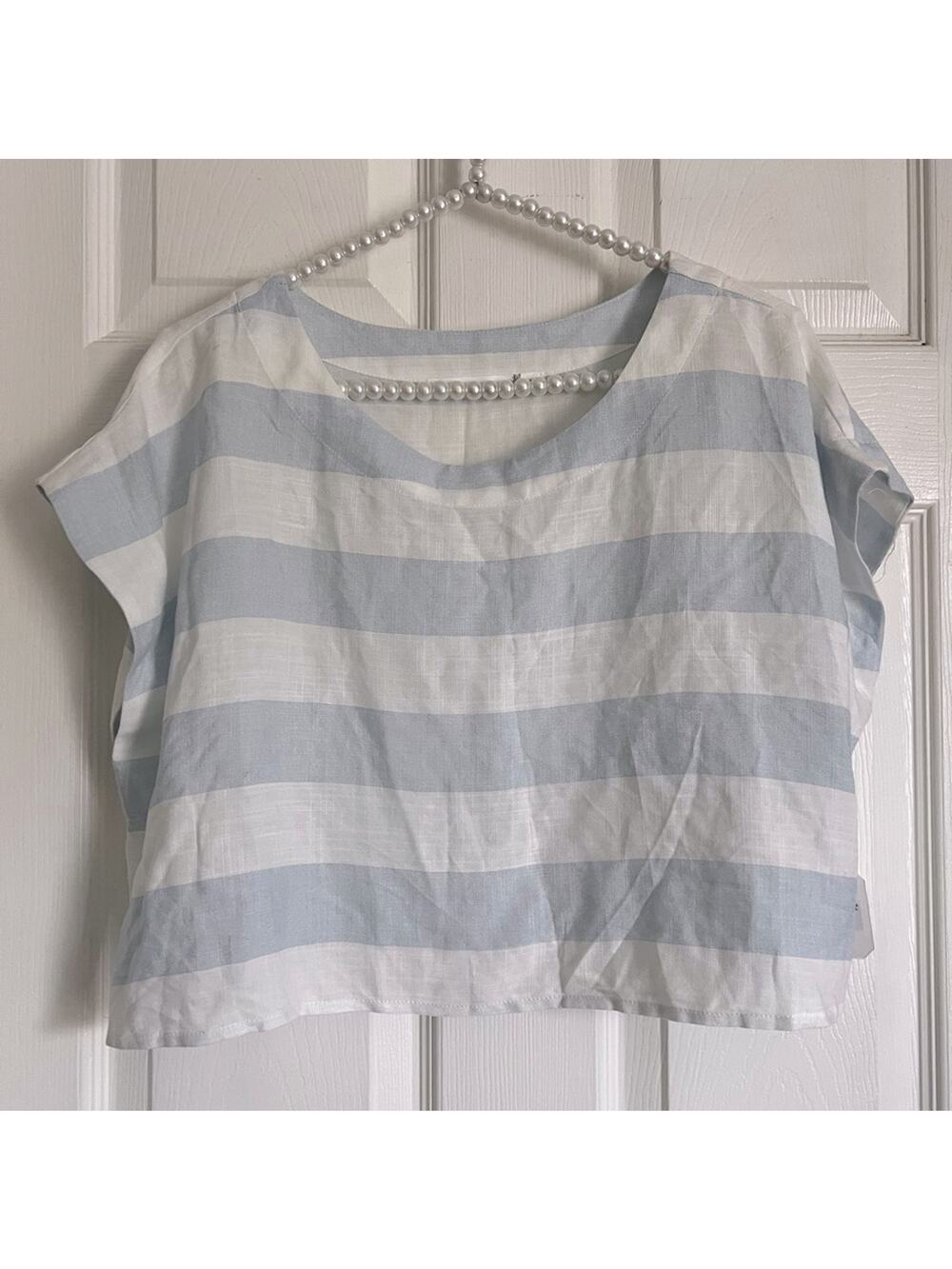 Altar’d State NWT shirt blue white stripe top large womens blouse